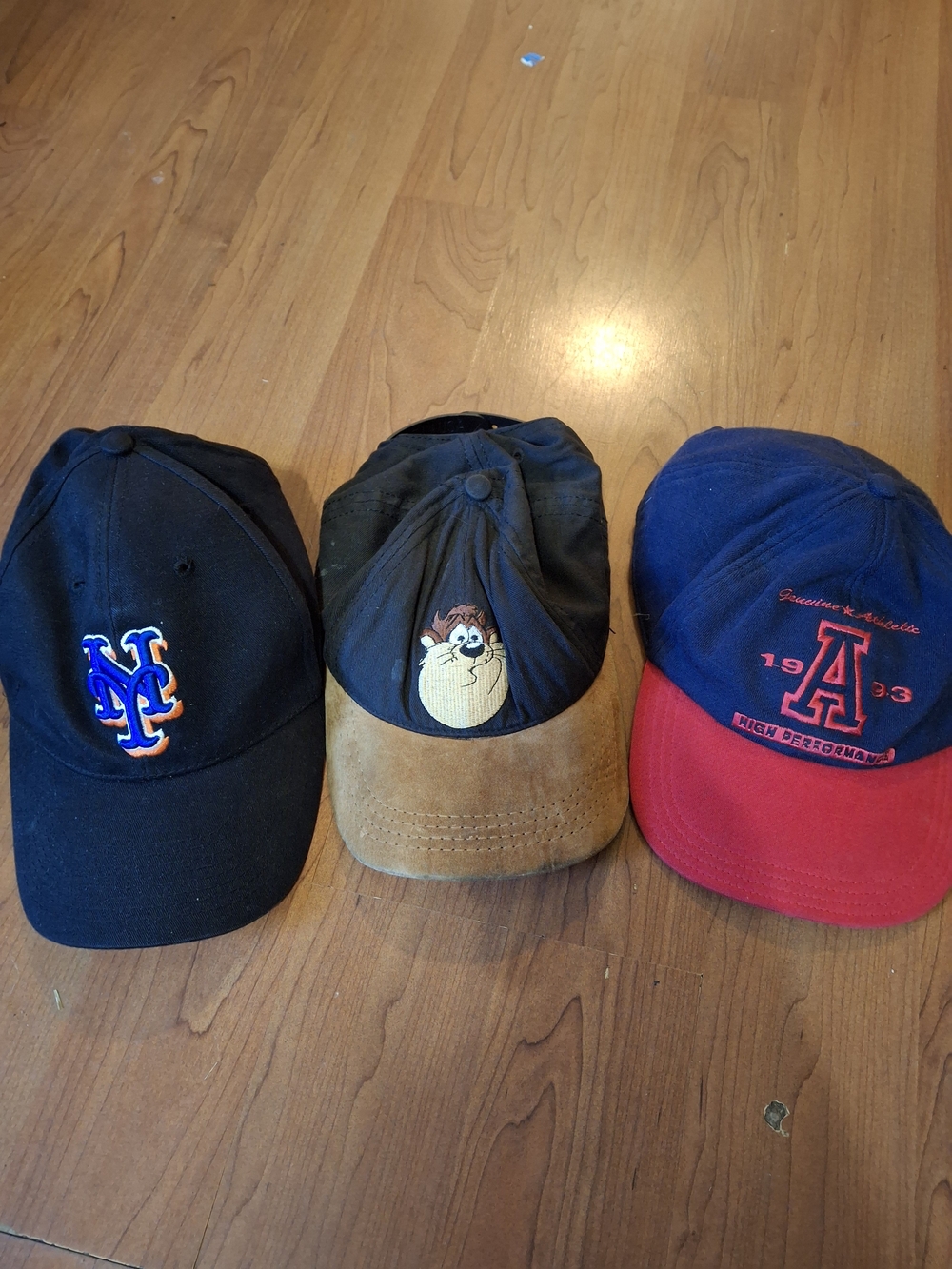 Lot of 3 Baseball Caps NY Mets Taz Tasmanian Devil Arizona Wildcats Hats